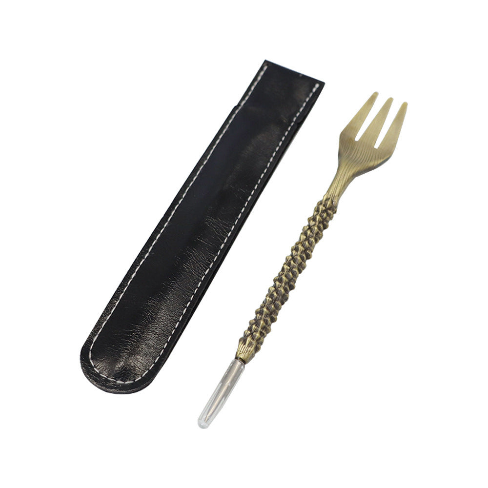 Metal Hookah Accessories Hookah Cream Fork Plus Teasing Needle Two-in-one Leather Packaging Cover