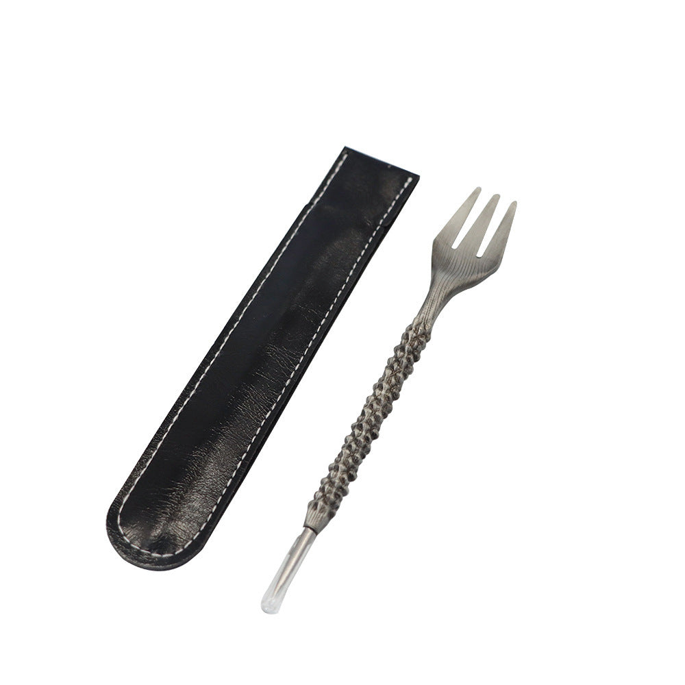 Metal Hookah Accessories Hookah Cream Fork Plus Teasing Needle Two-in-one Leather Packaging Cover